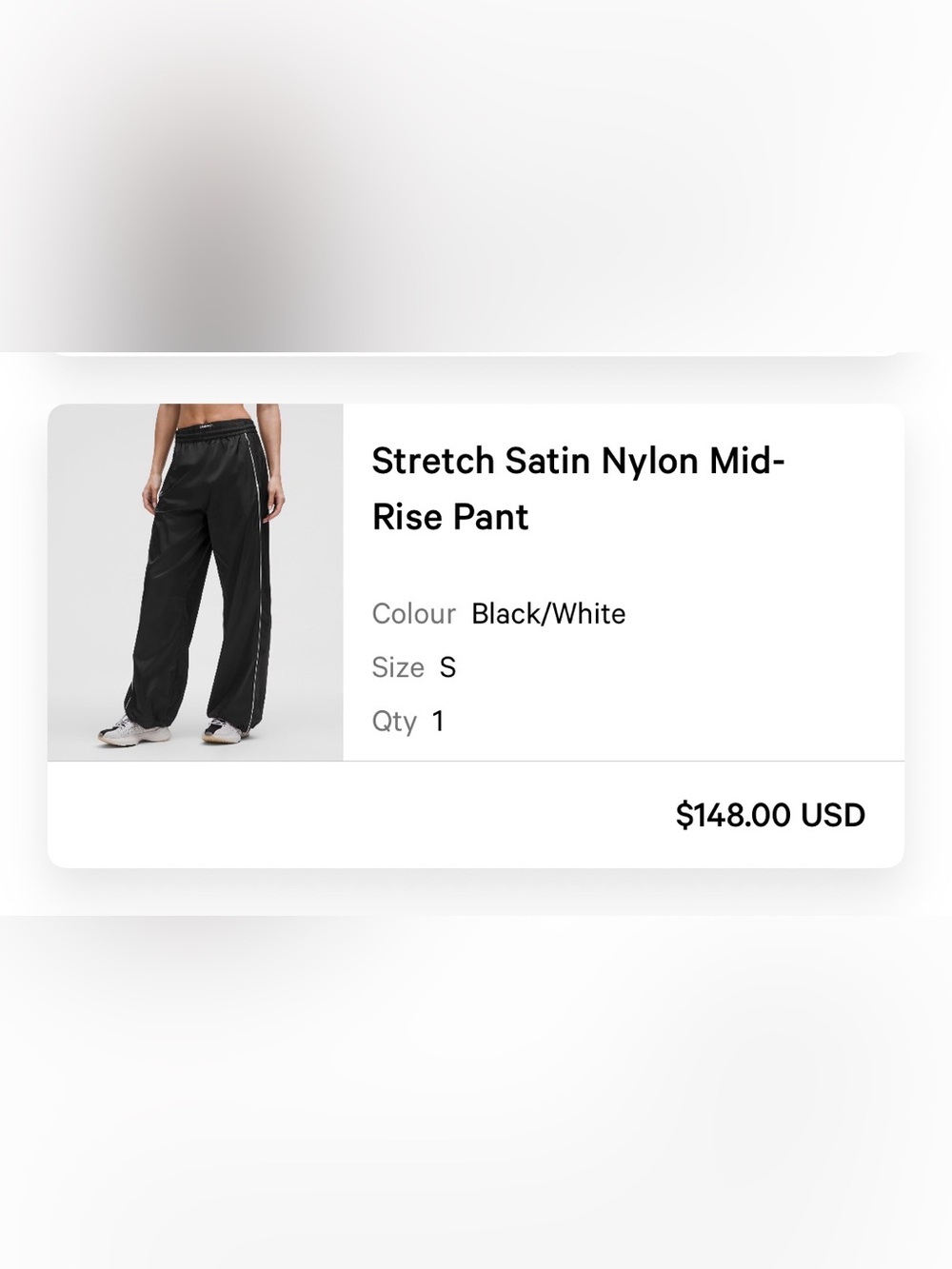 Lululemon Sz S Black/White Stretch Satin Nylon Mid-rise pant